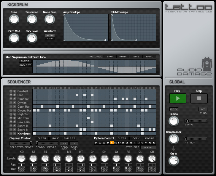 Audio Damage Tattoo, a drum synth sequencer plug-in for PC ...