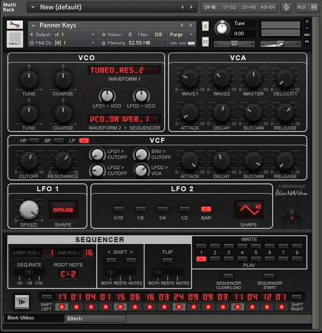 Synth Magic Black Widow synth & sequencer instrument for Kontakt