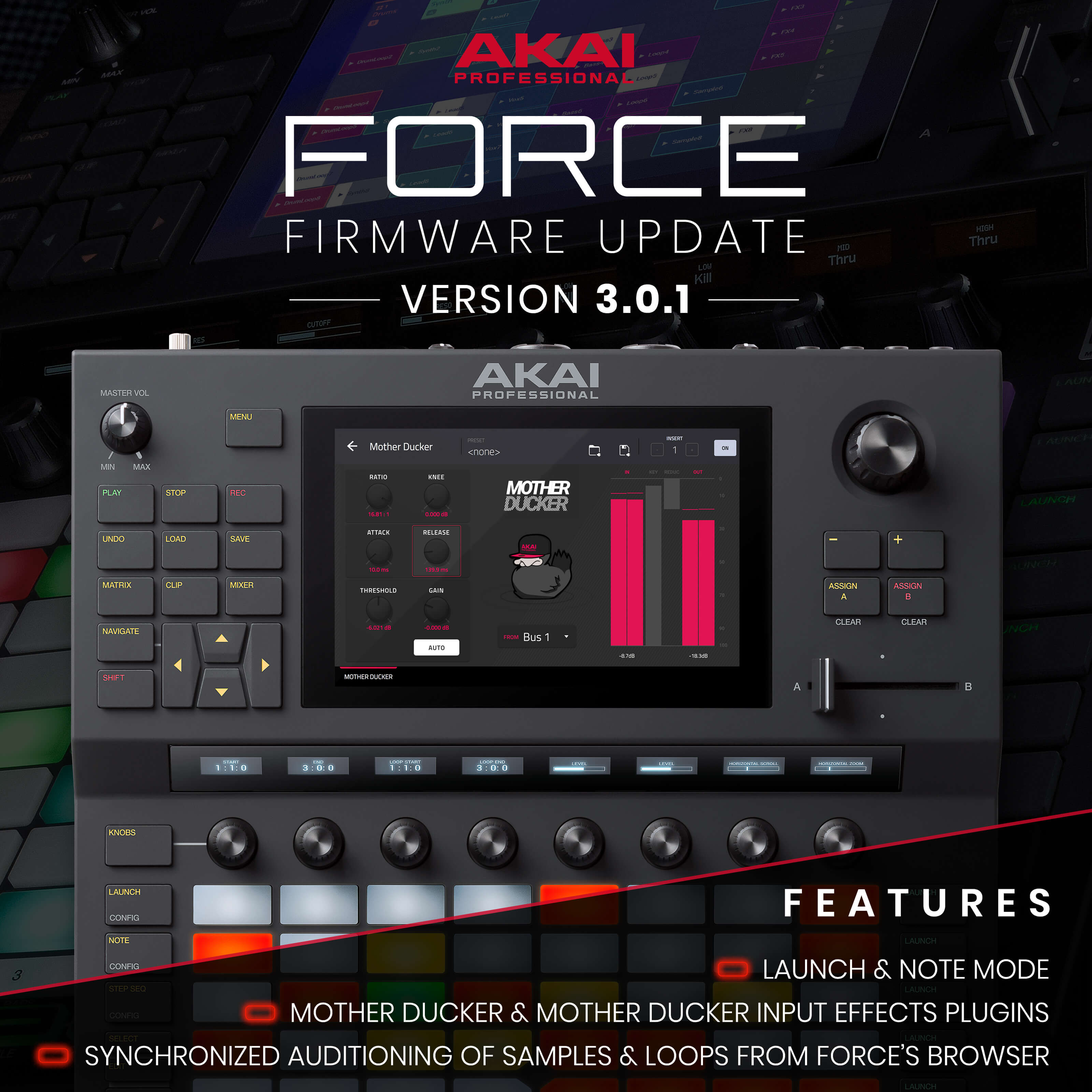 Akai Professional announces 3.0.1 firmware update for Force