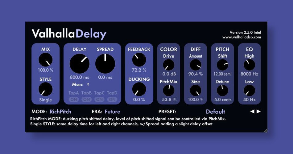 Valhalla DSP Updates ValhallaDelay With RichPitch Mode