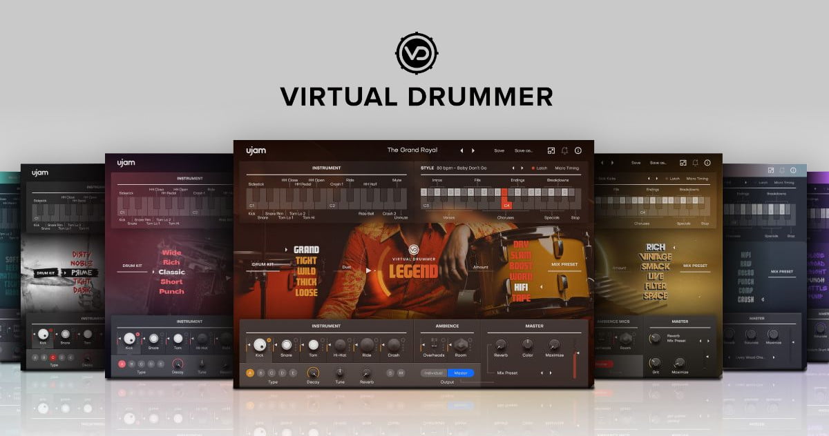 UJAM updates Virtual Drummer series with VST3 and MIDI-out support